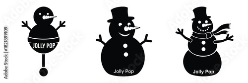 black silhouette snowman jolly pop on a white background graphic design