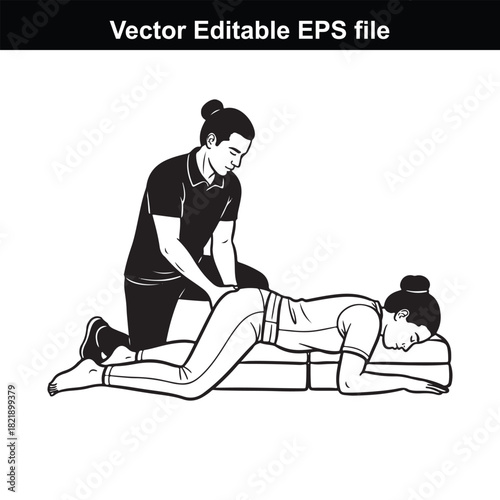 Illustration of a person receiving a massage on their back, isolated on white background