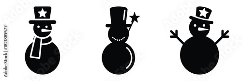 black silhouette snowman star tip on a white background graphic design
