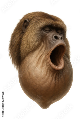 Vocal sac of howler monkey featuring an enlarged, resonant throat region.