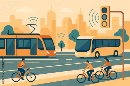 Punctuation no any autonomous icon bubbles futuristic city modern transport warm vector