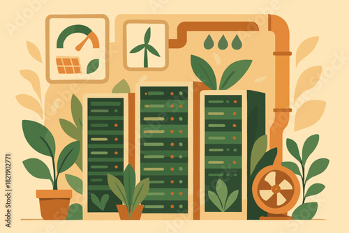 Power server typography vector eco no bubbles letters illustration icon friendly labels