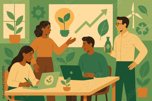 Numbers icon illustration flat vector collaboration captions innovation eco design negative full