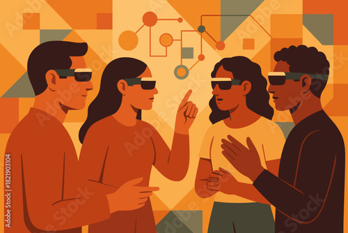 Vector icon ar exchange captions no people letters sharing idea labels minimal