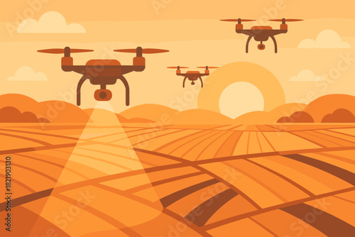 Farming no marks modern vector icon characters text sunrise drones patterns punctuation
