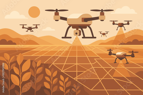 Data vector text balanced drones smart precision farming characters no icon labels