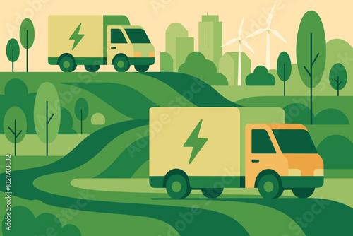 Style icon no friendly characters urban vector eco numbers geometric roads delivery