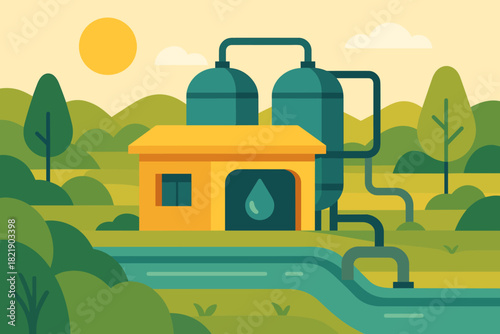 Composition geometric text clean emojis no vector icon cohesive sustainable water hub