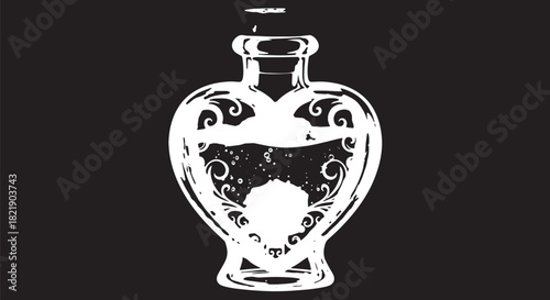 Ornate white ceramic vase with intricate patterns against a dark background, studio still life.