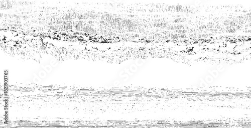 Black and white abstract textured background with horizontal lines and organic shapes vector