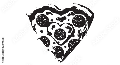 Classic pepperoni pizza slice with melted cheese illustration.