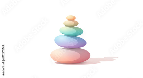 Zen stones in pastel colors, a symbol of balance and peace for your wellness brand or mindful meditation app, promoting tranquility and focus