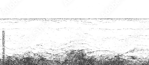 Black and white textured abstract background with rough horizontal lines and grainy bottom vector