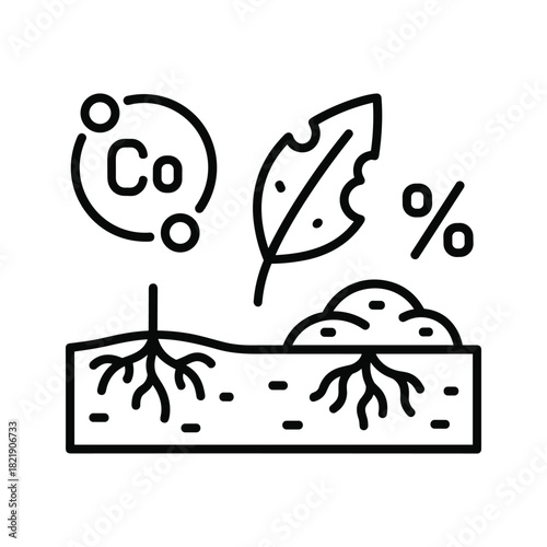 Soil health, plant nutrition, and decomposition process icon