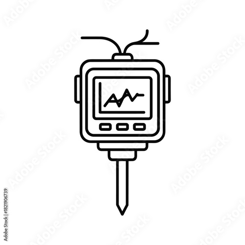 Soil tester device with screen and probe isolated on