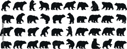 Bear Silhouette Collection – Vector Set with Transparent Background