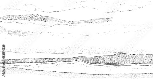 Black and white abstract textured layers with hatching and dots background pattern