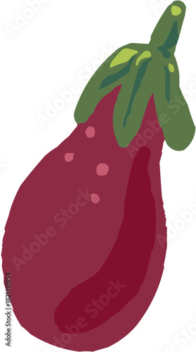 Aubergine Illustration vectorielle colorée d'une courge ou d'un légume rond. Parfait pour jus, smoothies, cocktails, emballage de produits estivaux ou recettes de cuisine..