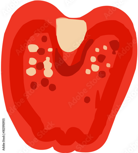 Poivron Illustration vectorielle colorée d'un fruit  ou d'un légume.. Parfait pour jus, smoothies, cocktails, emballage de produits estivaux ou recettes de cuisine. un piment ou d'une légumineuse