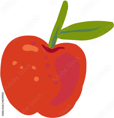 Pomme Illustration vectorielle colorée d'un fruit  ou d'un légume.. Parfait pour jus, smoothies, cocktails, emballage de produits estivaux ou recettes de cuisine.. Pomme Rouge Fraîche Icône
