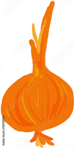 Oignon Illustration vectorielle colorée d'un fruit  ou d'un légume.. Parfait pour jus, smoothies, cocktails, emballage de produits estivaux ou recettes de cuisine.. Oignon Jaune Icône