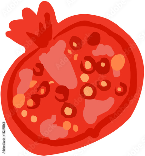 Une grenade. Illustration vectorielle colorée d'un fruit tropical ou d'une baie. Parfait pour jus, smoothies, cocktails, emballage de produits estivaux ou recettes de cuisine..