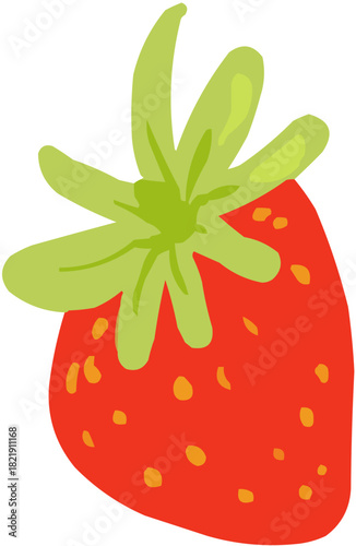 La fraise Illustration vectorielle colorée d'un fruit  ou d'un légume.. Parfait pour jus, smoothies, cocktails, emballage de produits estivaux ou recettes de cuisine.. Fraise Rouge Stylisée Baie