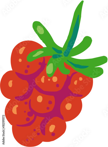 Une framboise Illustration vectorielle colorée d'un fruit  ou d'un légume.. Parfait pour jus, smoothies, cocktails, emballage de produits estivaux ou recettes de cuisine..