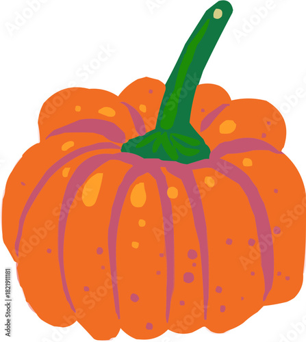 Une citrouille. Illustration vectorielle colorée d'une courge ou d'un légume rond. Parfait pour jus, smoothies, cocktails, emballage de produits estivaux ou recettes de cuisine..