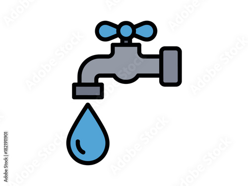 A dripping water faucet symbolizes the preciousness of water and the need for conservation.