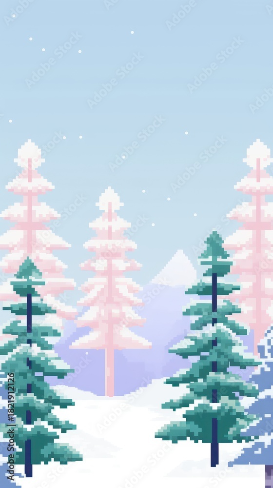 Obraz premium Forest trees in the snow christmas backgrounds outdoors nature.