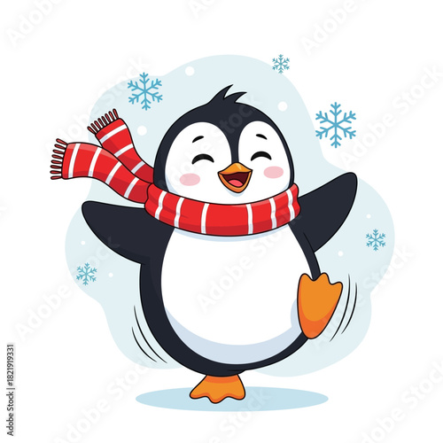 Cute penguin with a scarf, Christmas EPS