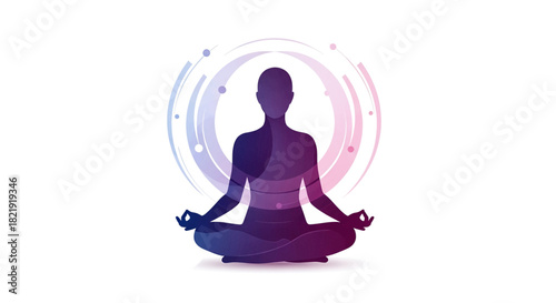 Find your inner peace with mindful meditation, a calming pose for stress relief and spiritual growth in a modern, serene setting with vibrant hues