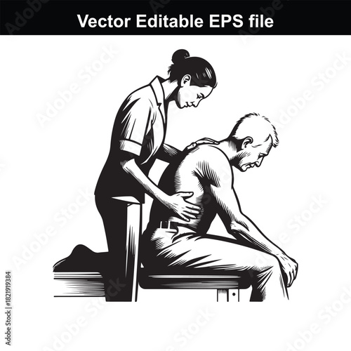 Nurse giving massage to patient, vector illustration