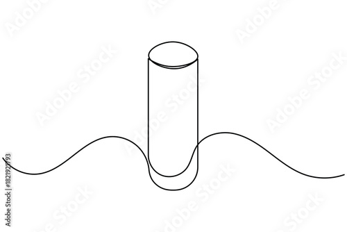 Laboratory glassware continuous one line drawing on white background minimalist scientific experiment outline vector illustration