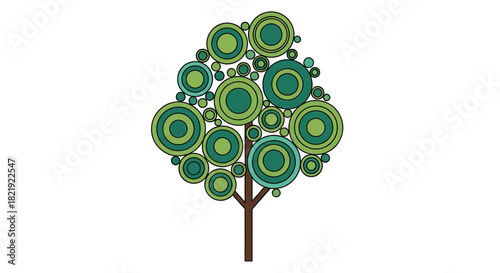 Unique tree art with green circles creates a playful vibe that's perfect for nature-themed projects or adding a modern touch to any design aesthetic