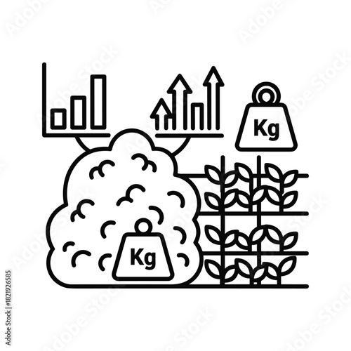 Agriculture data analysis and crop yield measurement icon