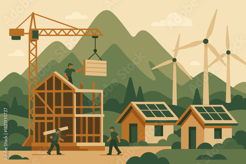 Natural no eco structure captions icon lodge chinese construction bold numbers vector