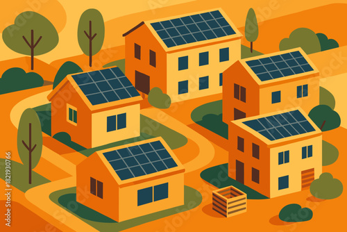Negative vector housing design composites aerial labels from sustainable icon no view