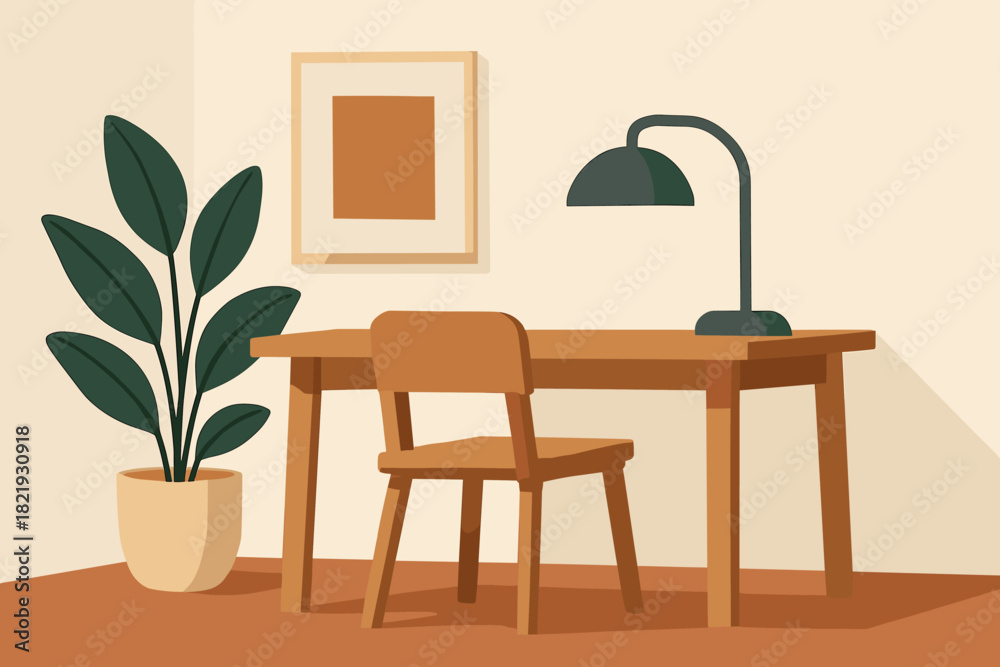 Fototapeta premium Design typography minimalist captions workspace no composition flat icon marks negative houseplant