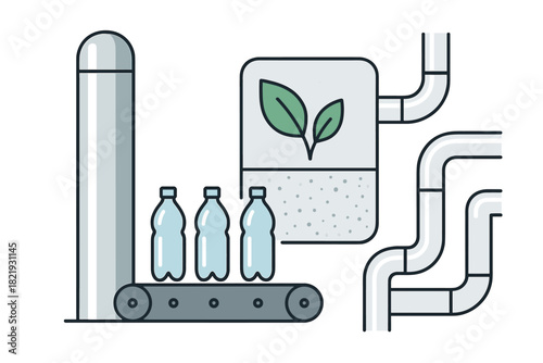 Clean illustration materials minimalism vector icon white pipelines sustainable purifiesteel recycled forms