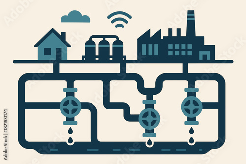 Solid infrastructure vector clean connecting labels bold no icon letters smart water