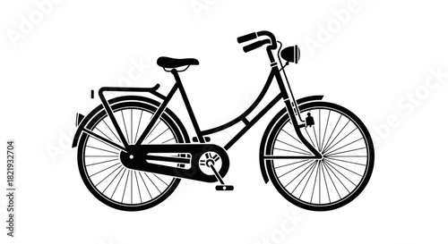 Vintage Black City Bicycle Vector Illustration with Step-Through Frame.