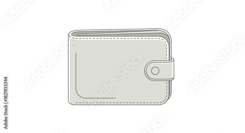 Simple White Leather Wallet with Button Closure.