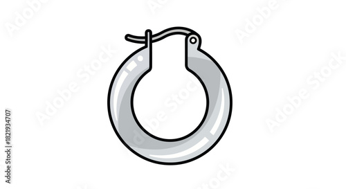 Silver Hoop Earring with Classic Clasp and Shiny Finish.