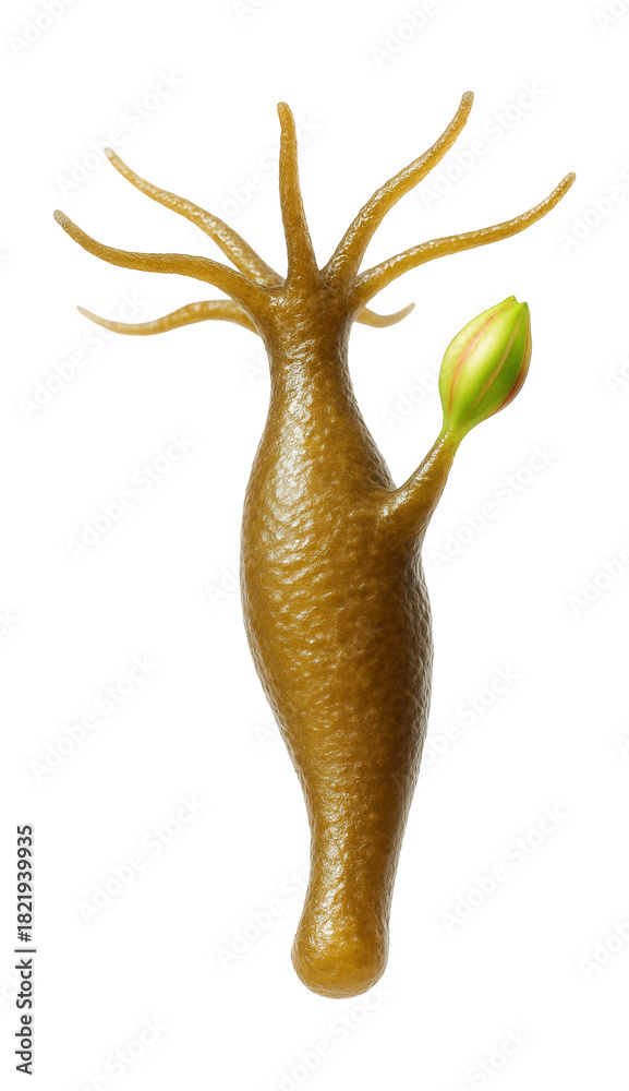 Fototapeta premium Hydra featuring a small bud emerging from its surface.