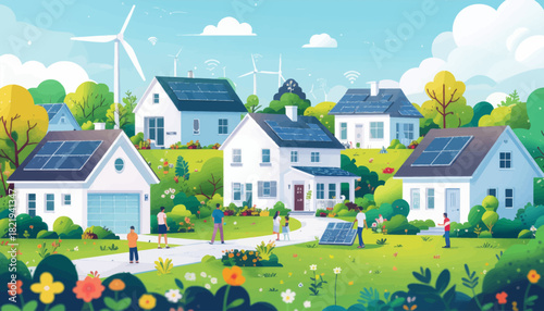 Sustainable neighborhood with renewable energy sources