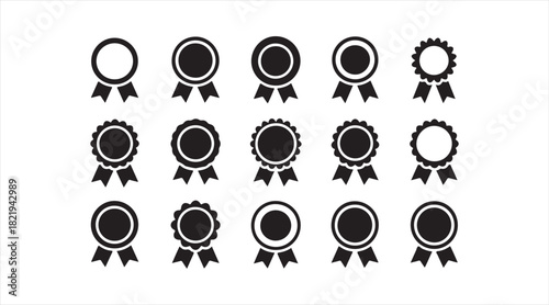 Silhouette set of award seals ideal for success, quality, and decorative design themes
