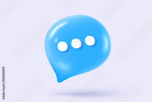 3D speech bubbles symbol sign on social media icon isolated on pastel background. Chat dialogue bubble or user reply sign with social media. 3d speech bubble icon vector render illustration