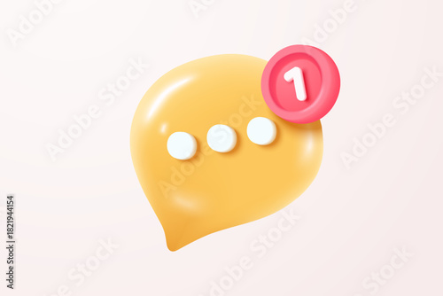 3D speech bubbles with notice symbol signs icon on social media. Chat dialogue bubble or user reply sign for important feedback in reminder. 3d speech announce icon vector render illustration